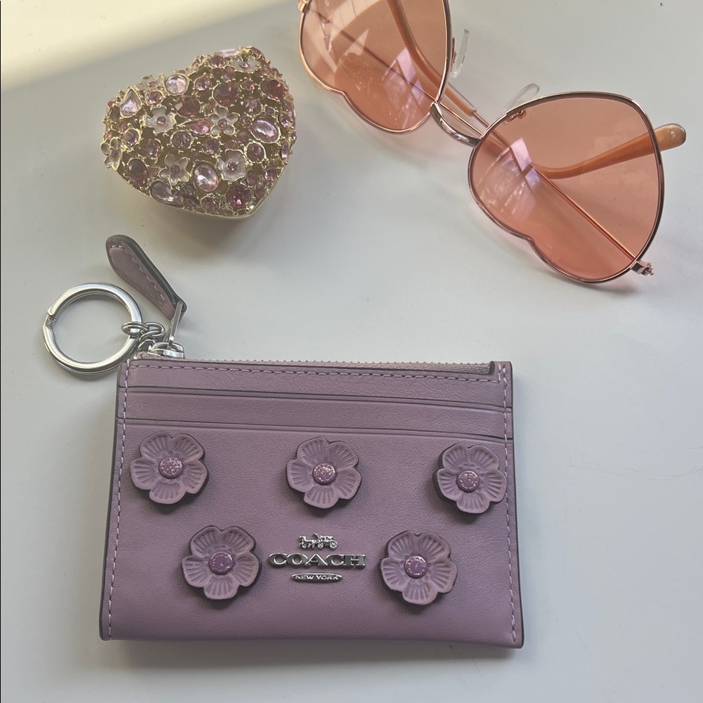 Coach Purple Mini Wallet - Tea Rose